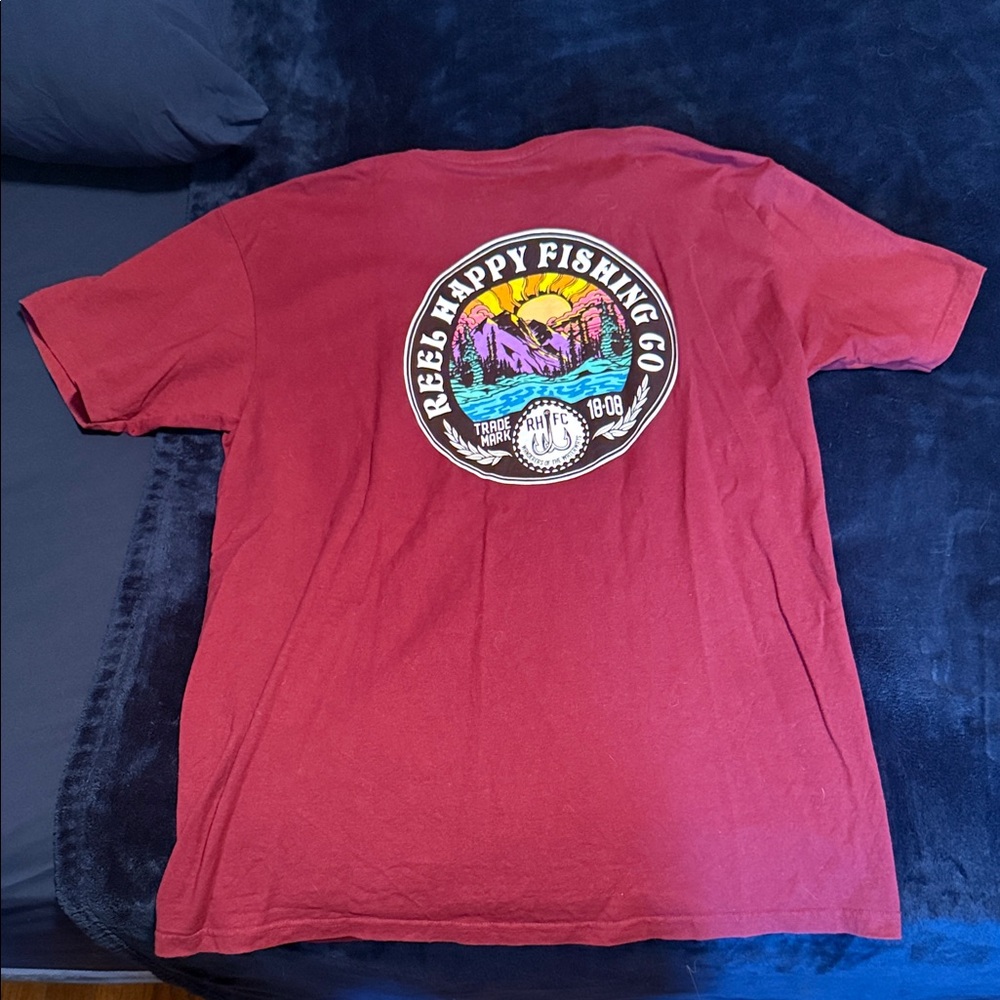 Red Reel Happy Fishing Co Tee Shirt